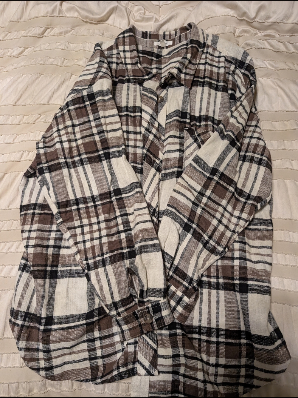 Maurices Brown and Cream Plaid Button-Down Shirt